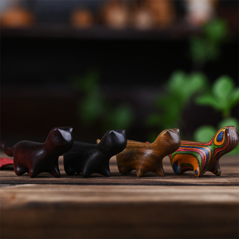 Buddha Stones de santal vert Petite feuille Bois de santal rouge Bois d'ébène Bois arc-en-ciel Mini chat porte-bonheur Décoration positive - image 19