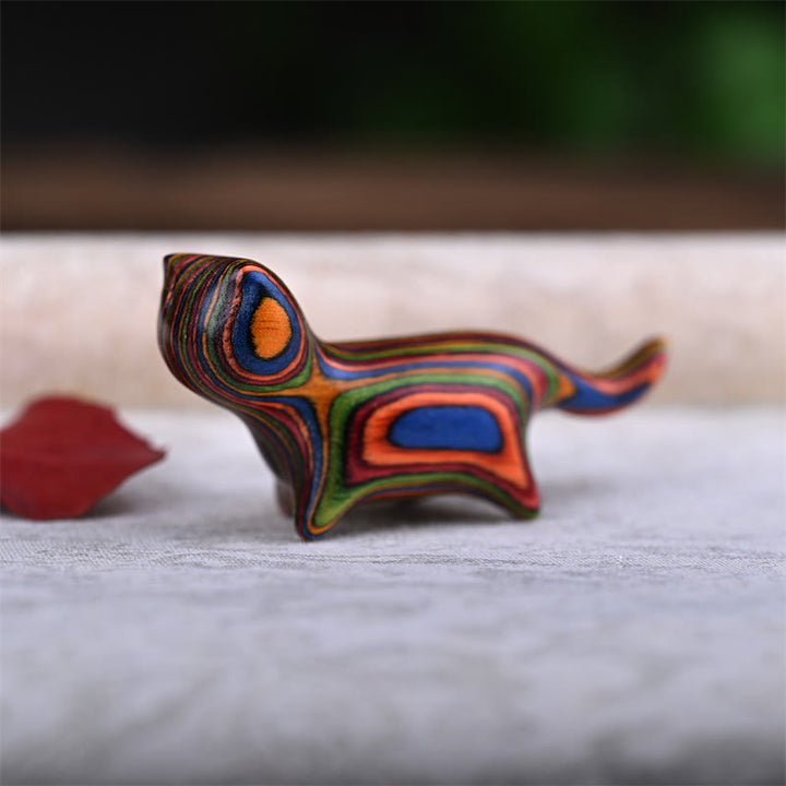 Buddha Stones de santal vert Petite feuille Bois de santal rouge Bois d'ébène Bois arc-en-ciel Mini chat porte-bonheur Décoration positive - image 15