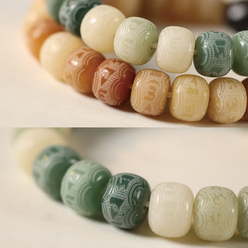 Bracelet de sagesse en obsidienne argentée sculptée avec tête de chat et Buddha Stones de Bodhi, Om Mani Padme Hum - image 15