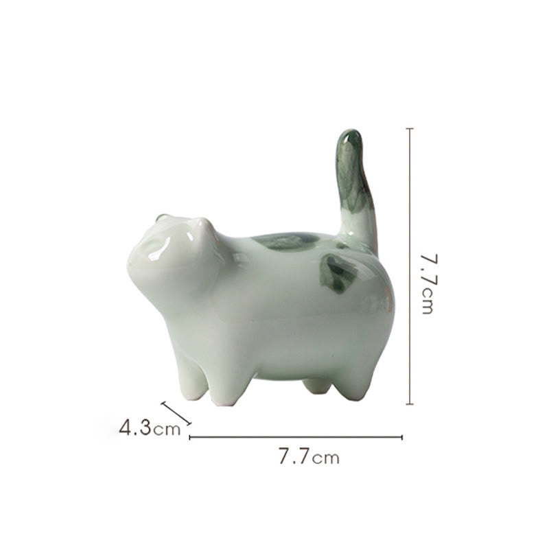Figurine en céramique représentant un chat endormi, un mini chat tacheté, porte-bonheur , décoration - image 11