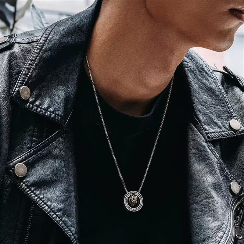 Collier pendentif rotatif à double anneau PiXiu avec boucle de paix et de richesse en Buddha Stones - image 2