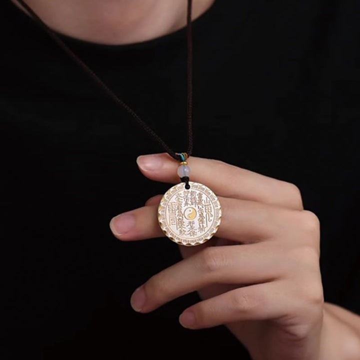 Collier pendentif en cuivre avec motif Yin Yang Bagua et Buddha Stones, fantômes de la montagne, dépensez de l'argent - image 5
