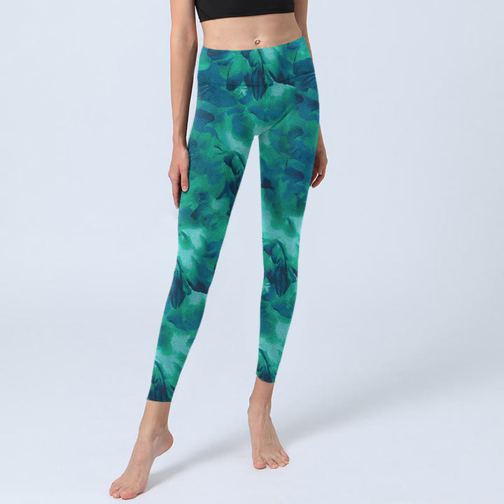 Leggings de sport à imprimé floral Buddha Stones pour femmes, pantalons de yoga - image 5