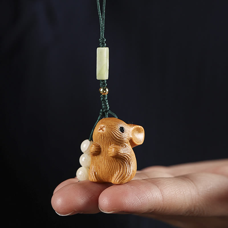 Buddha Stones en bois de santal, petite feuille, bois de santal rouge, mini lapin porte-bonheur, protection, décoration à suspendre pour téléphone