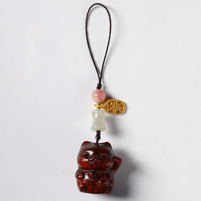 Buddha Stones Petite Feuille Bois de Santal Rouge Bois de Santal Vert Bois de Santal Porte-Bonheur Protection Porte-clés Téléphone Décoration Suspendue - Bois de santal rouge à petites feuilles - Décoration suspendue pour téléphone - image 10