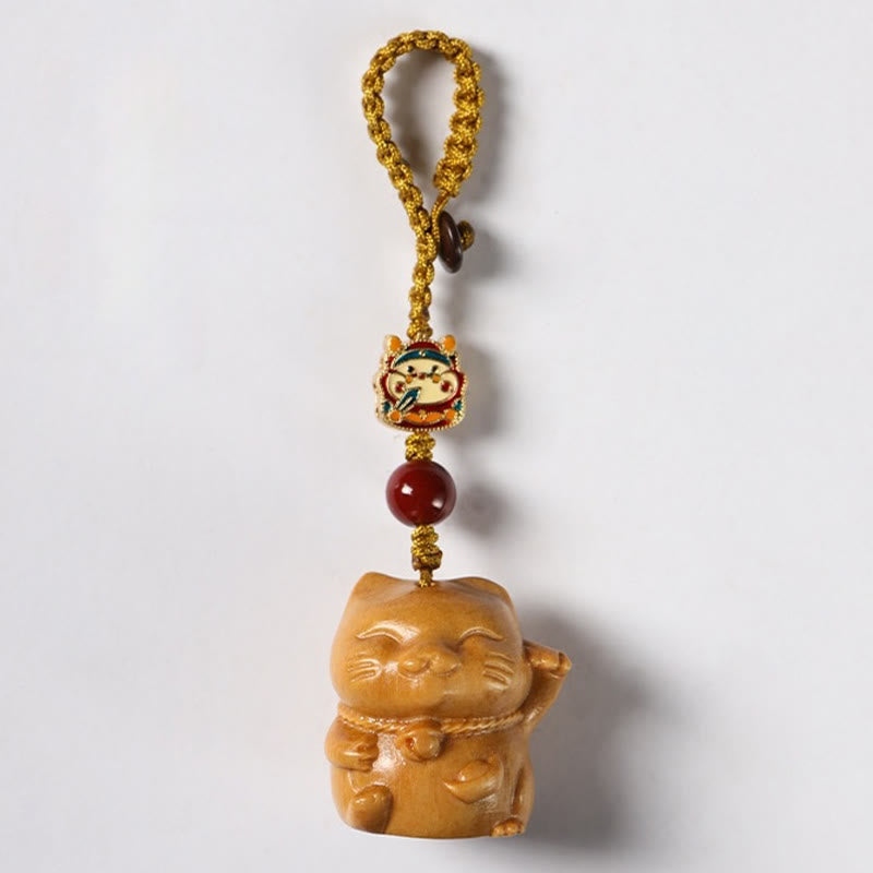 Buddha Stones Petite Feuille Bois de Santal Rouge Bois de Santal Vert Bois de Santal Porte-Bonheur Protection Porte-clés Téléphone Décoration Suspendue - Santal - Porte-clés - image 18