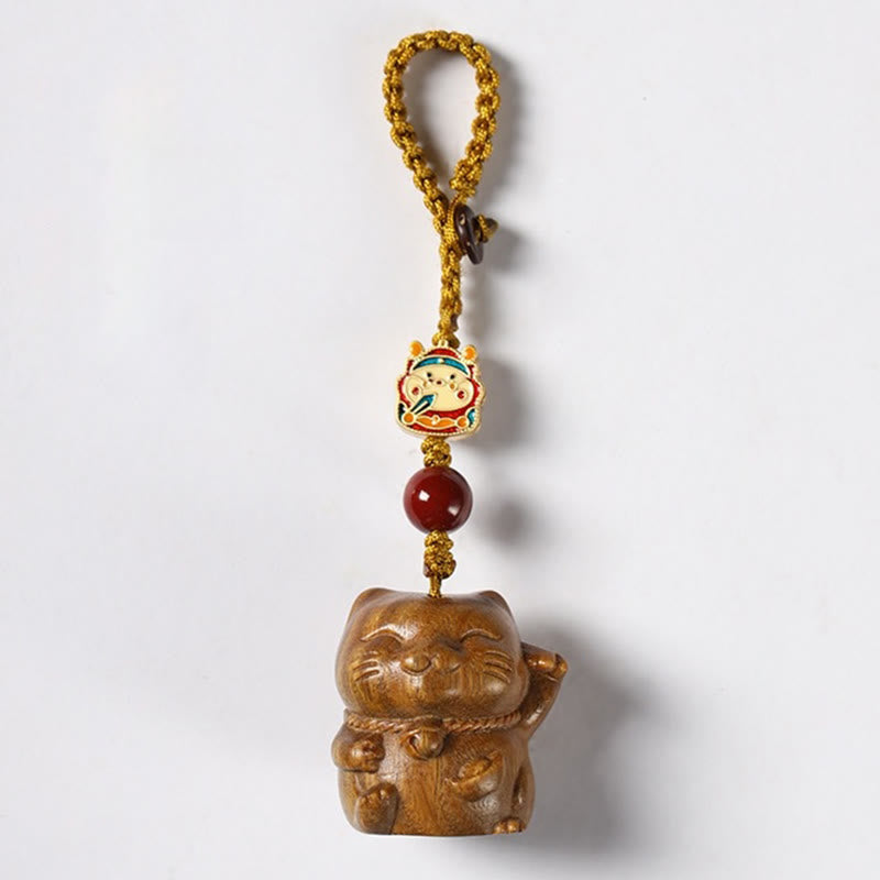 Buddha Stones Petite Feuille Bois de Santal Rouge Bois de Santal Vert Bois de Santal Porte-Bonheur Protection Porte-clés Téléphone Décoration Suspendue - Bois de santal vert - Porte-clés - image 13