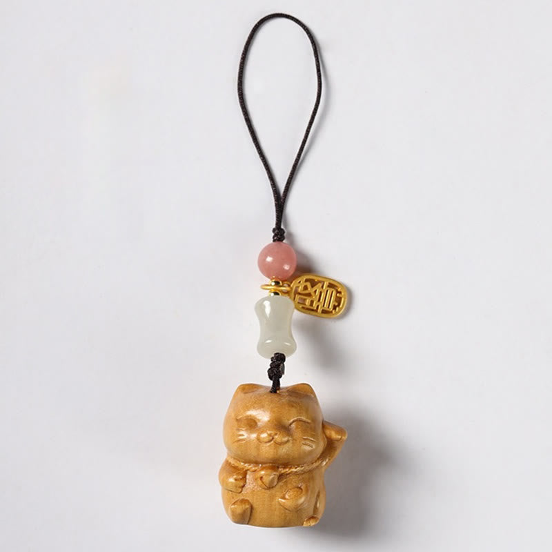 Buddha Stones Petite Feuille Bois de Santal Rouge Bois de Santal Vert Bois de Santal Porte-Bonheur Protection Porte-clés Téléphone Décoration Suspendue - Santal - Décoration suspendue pour téléphone - image 19