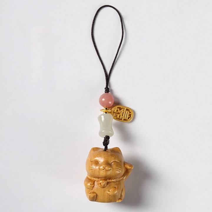 Buddha Stones Petite Feuille Bois de Santal Rouge Bois de Santal Vert Bois de Santal Porte-Bonheur Protection Porte-clés Téléphone Décoration Suspendue - Santal - Décoration suspendue pour téléphone - image 19