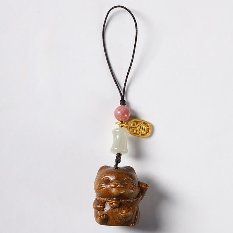Buddha Stones Petite Feuille Bois de Santal Rouge Bois de Santal Vert Bois de Santal Porte-Bonheur Protection Porte-clés Téléphone Décoration Suspendue - Bois de santal vert - Décoration suspendue pour téléphone - image 14