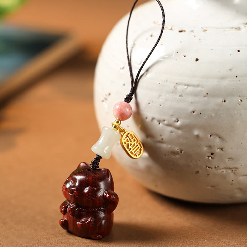 Buddha Stones Petite Feuille Bois de Santal Rouge Bois de Santal Vert Bois de Santal Porte-Bonheur Protection Porte-clés Téléphone Décoration Suspendue - image 11