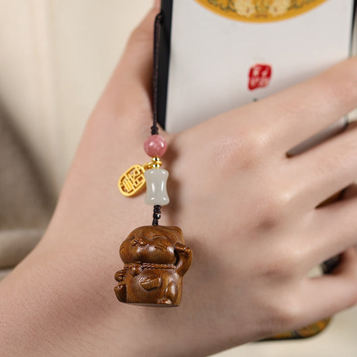 Buddha Stones Petite Feuille Bois de Santal Rouge Bois de Santal Vert Bois de Santal Porte-Bonheur Protection Porte-clés Téléphone Décoration Suspendue - image 15