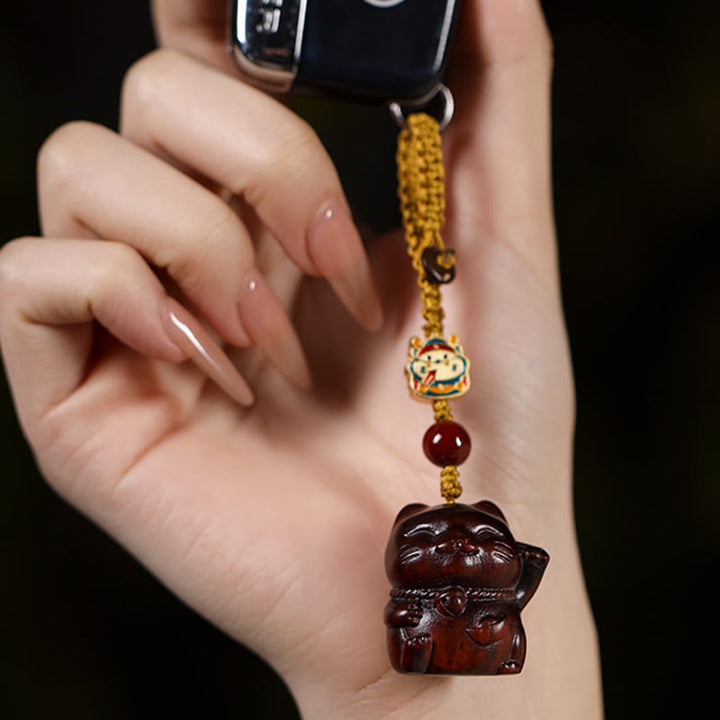 Buddha Stones Petite Feuille Bois de Santal Rouge Bois de Santal Vert Bois de Santal Porte-Bonheur Protection Porte-clés Téléphone Décoration Suspendue - image 4
