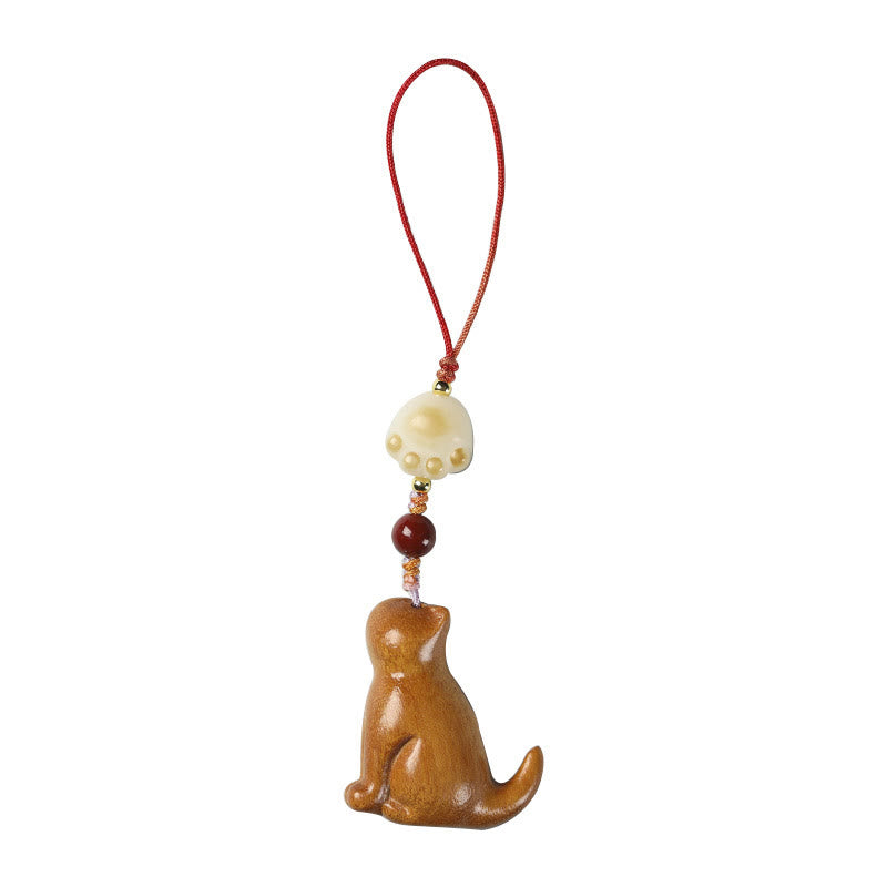 Buddha Stones Petite Feuille Bois de Santal Rouge Bois de Santal Vert Bois de Santal Chat Assis Apaisant Téléphone Décoration Suspendue - image 19