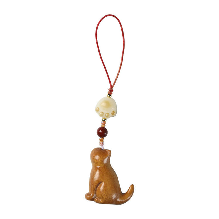 Buddha Stones Petite Feuille Bois de Santal Rouge Bois de Santal Vert Bois de Santal Chat Assis Apaisant Téléphone Décoration Suspendue - image 19