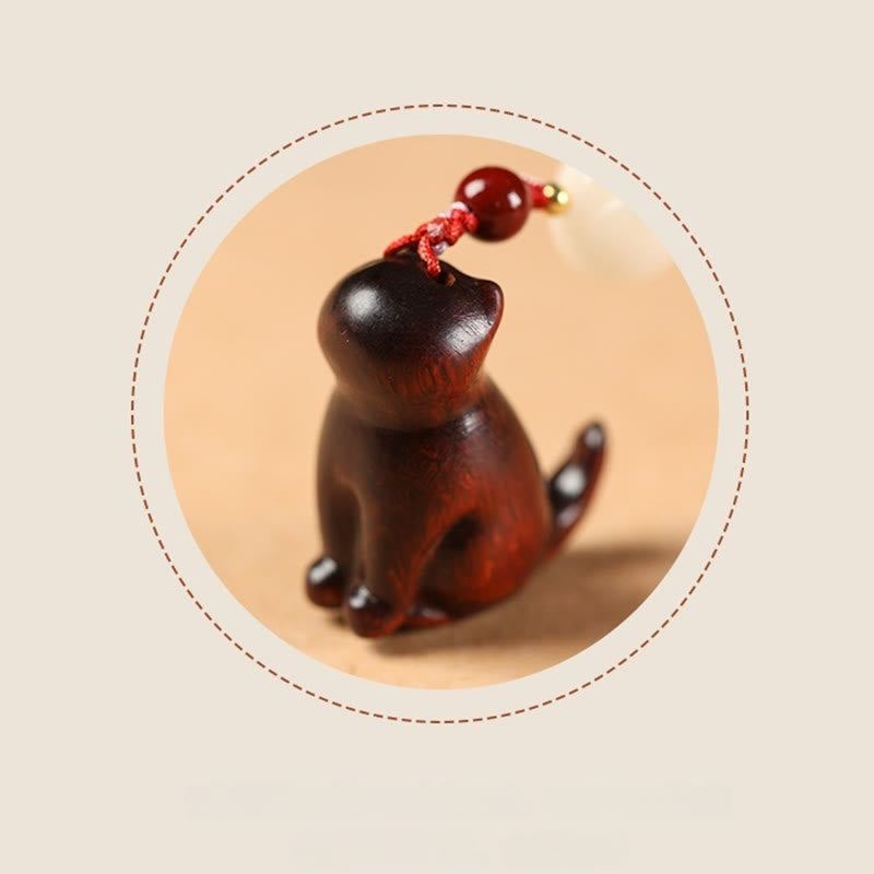 Buddha Stones Petite Feuille Bois de Santal Rouge Bois de Santal Vert Bois de Santal Chat Assis Apaisant Téléphone Décoration Suspendue - image 8