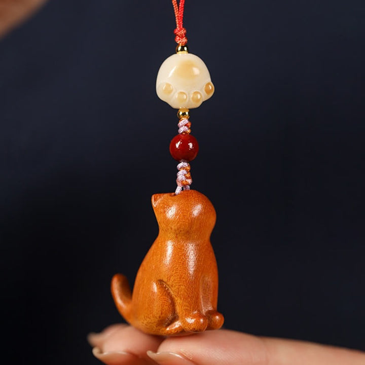 Buddha Stones Petite Feuille Bois de Santal Rouge Bois de Santal Vert Bois de Santal Chat Assis Apaisant Téléphone Décoration Suspendue - image 15