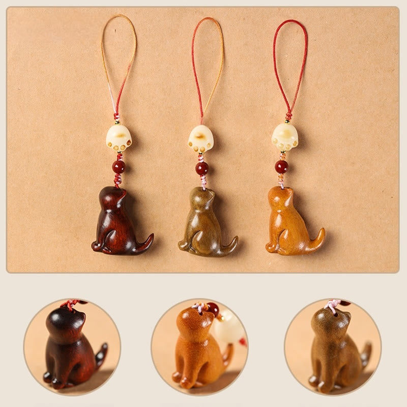 Buddha Stones Petite Feuille Bois de Santal Rouge Bois de Santal Vert Bois de Santal Chat Assis Apaisant Téléphone Décoration Suspendue - image 17