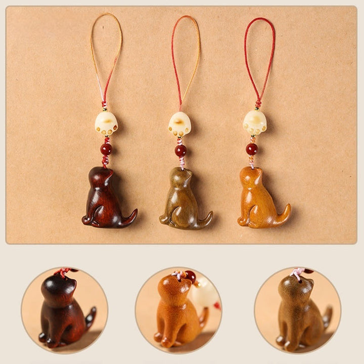 Buddha Stones Petite Feuille Bois de Santal Rouge Bois de Santal Vert Bois de Santal Chat Assis Apaisant Téléphone Décoration Suspendue - image 17