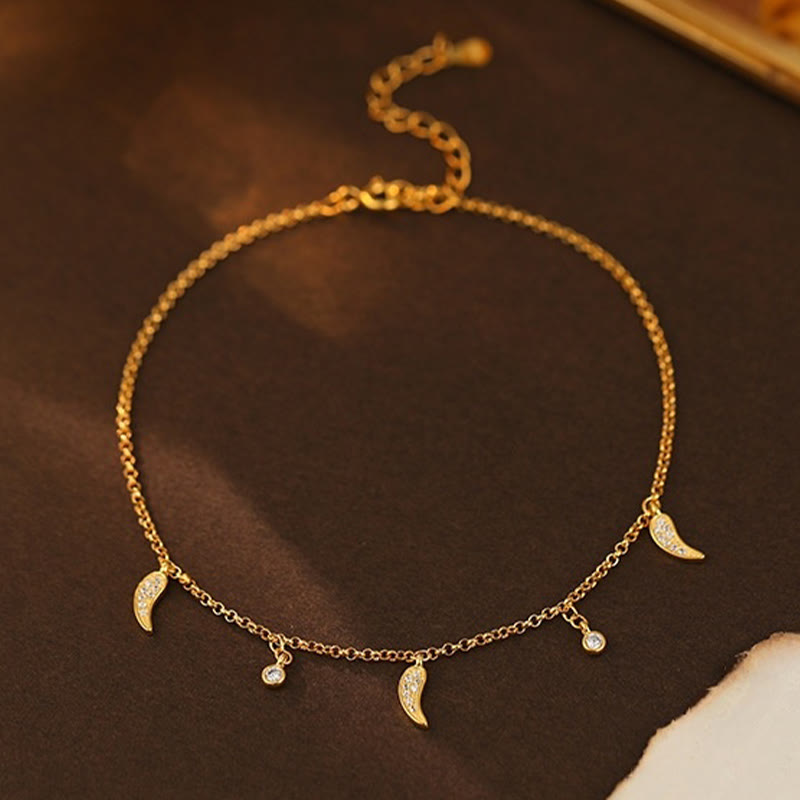 Bracelet de cheville en argent sterling 925 avec breloque petit poivre et zircons, Buddha Stones