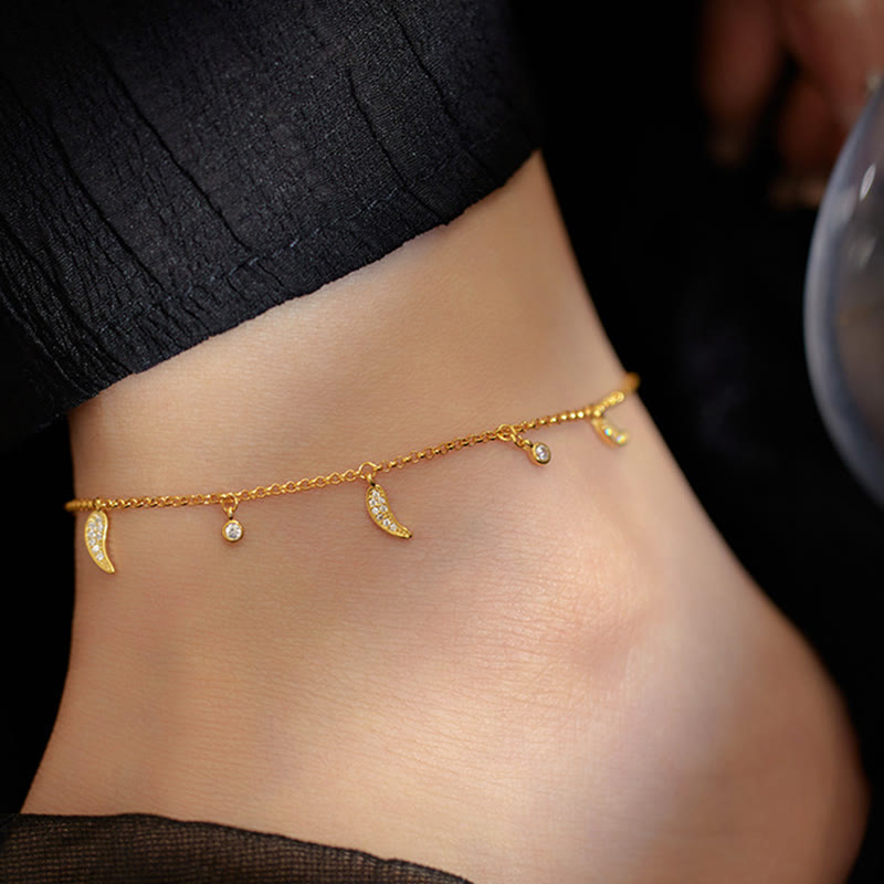 Bracelet de cheville en argent sterling 925 avec breloque petit poivre et zircons, Buddha Stones