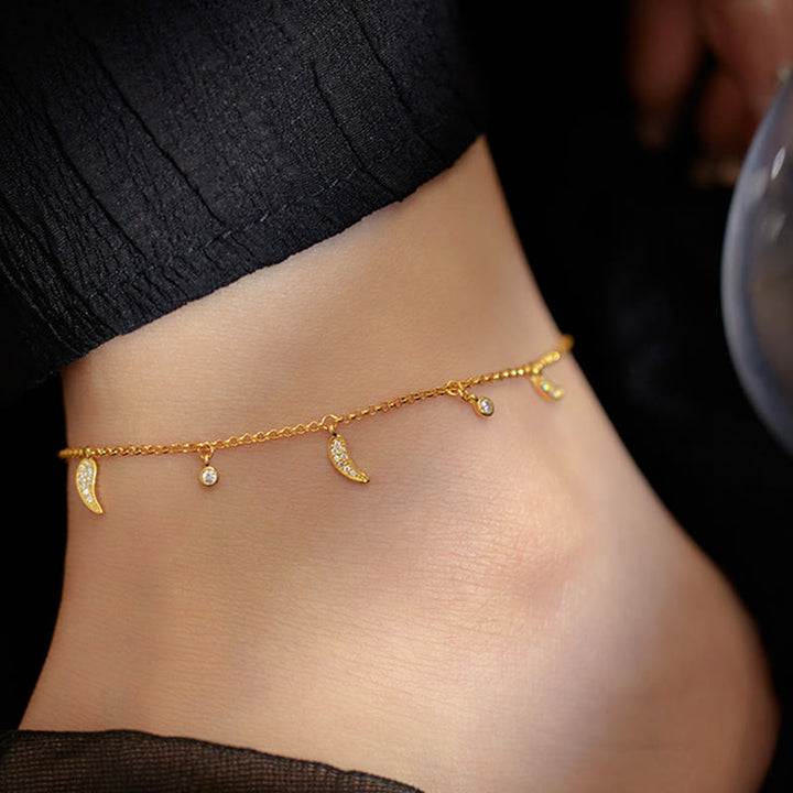 Bracelet de cheville en argent sterling 925 avec breloque petit poivre et zircons, Buddha Stones