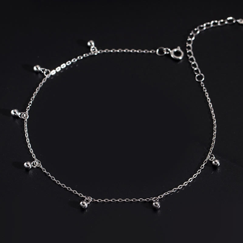 Buddha Stones Bracelet de cheville en argent sterling 925 avec petites perles et breloques
