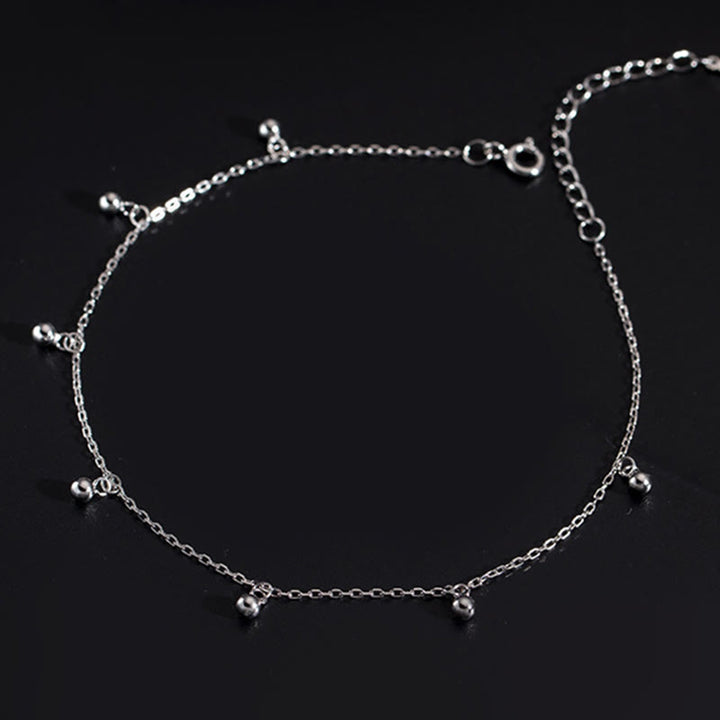 Buddha Stones Bracelet de cheville en argent sterling 925 avec petites perles et breloques