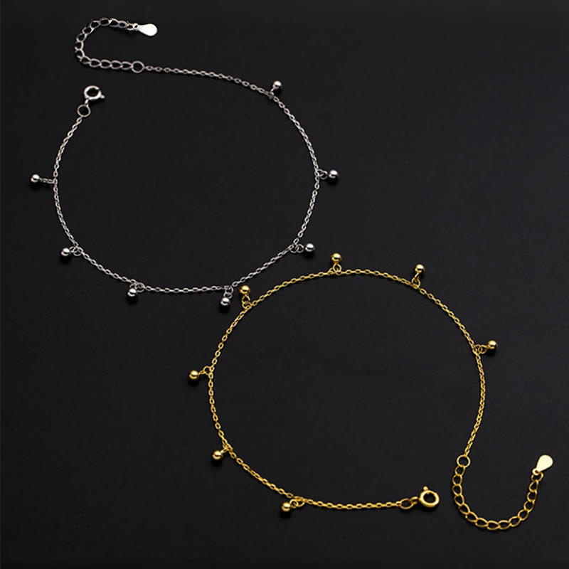 Buddha Stones Bracelet de cheville en argent sterling 925 avec petites perles et breloques