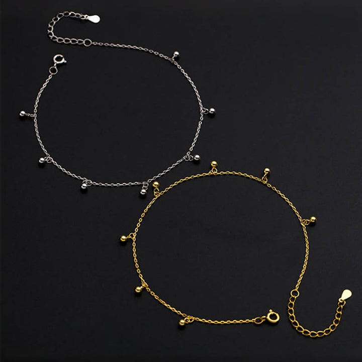 Buddha Stones Bracelet de cheville en argent sterling 925 avec petites perles et breloques