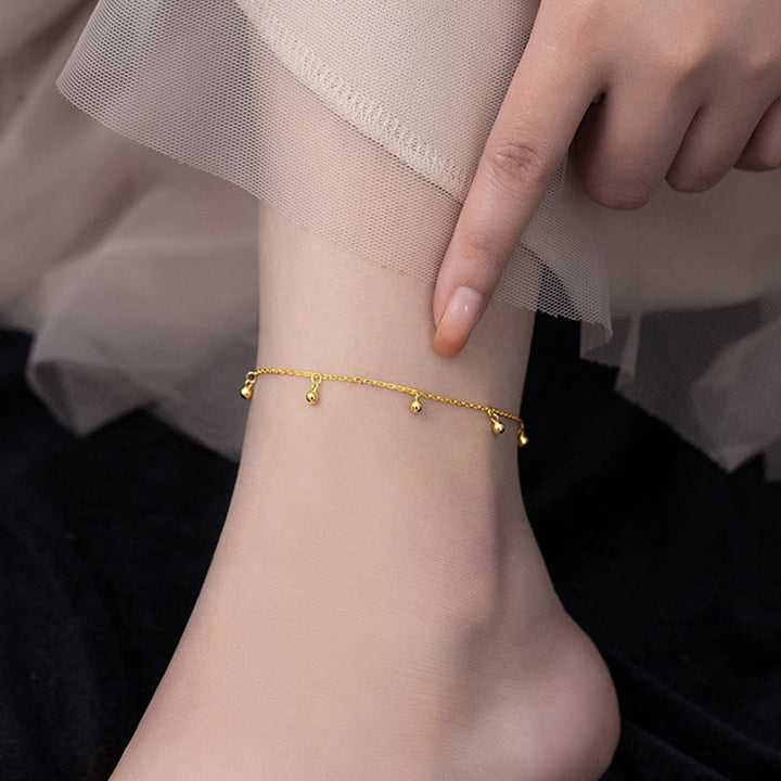 Buddha Stones Bracelet de cheville en argent sterling 925 avec petites perles et breloques - image 4