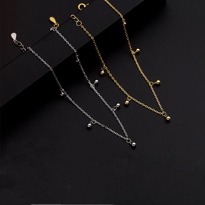 Buddha Stones Bracelet de cheville en argent sterling 925 avec petites perles et breloques