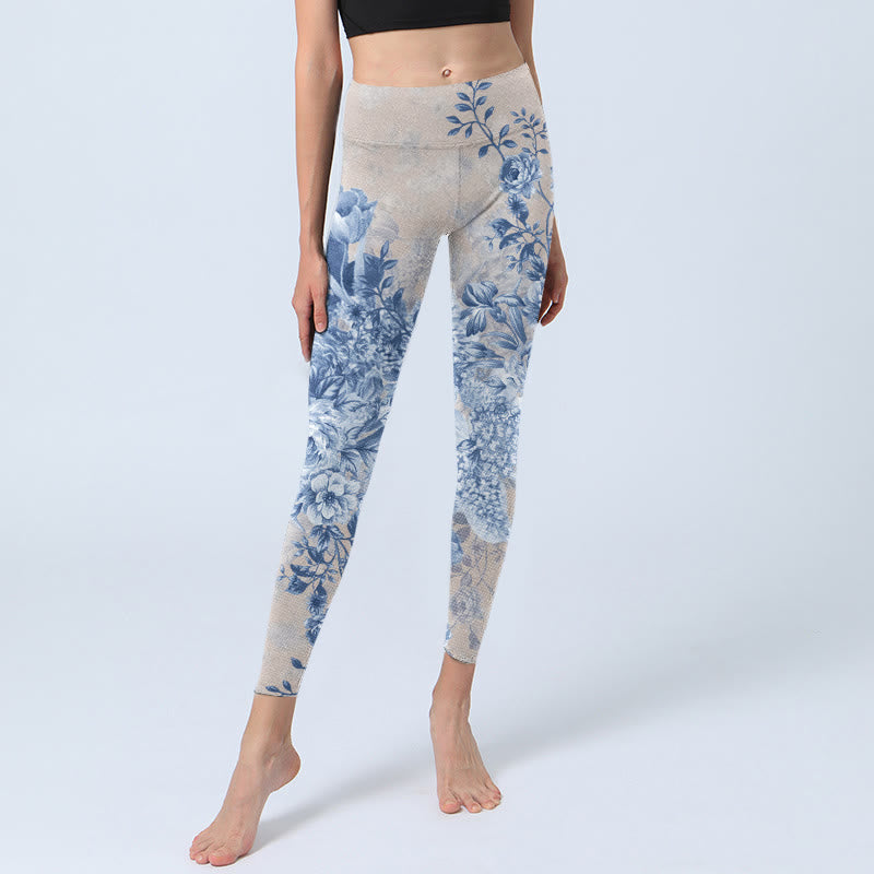 Leggings de sport à imprimé marguerites roses et Buddha Stones pour femmes, pantalons de yoga - image 6