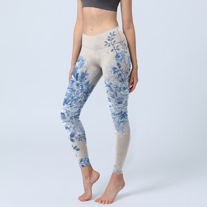Leggings de sport à imprimé marguerites roses et Buddha Stones pour femmes, pantalons de yoga - Blé - US18，UK/AU22，EU50 (4XL) - image 0
