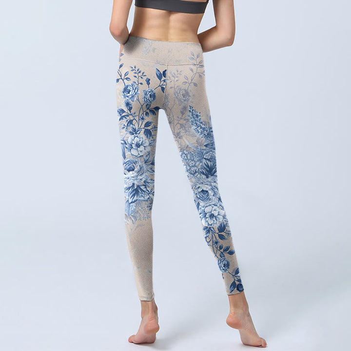 Leggings de sport à imprimé marguerites roses et Buddha Stones pour femmes, pantalons de yoga - image 7