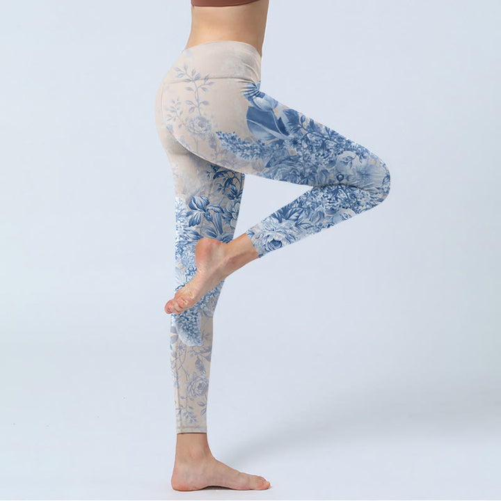Leggings de sport à imprimé marguerites roses et Buddha Stones pour femmes, pantalons de yoga - image 5