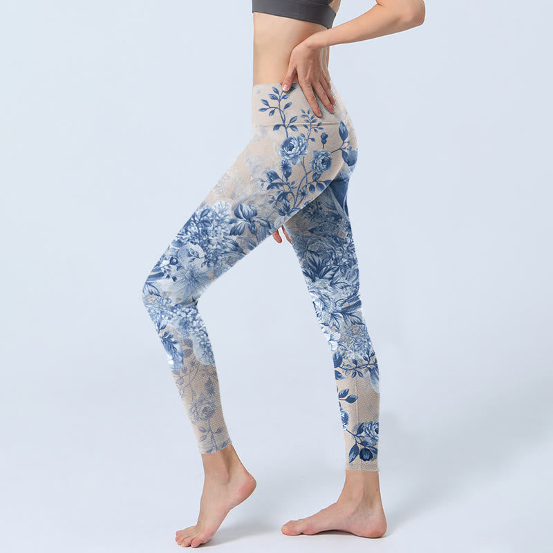 Leggings de sport à imprimé marguerites roses et Buddha Stones pour femmes, pantalons de yoga - image 3