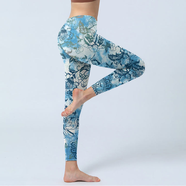 Leggings de sport à imprimé pivoine et chrysanthème Buddha Stones pour femme - image 4