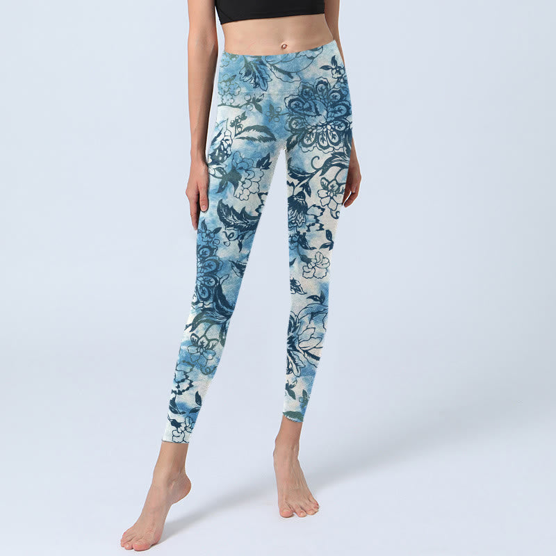 Leggings de sport à imprimé pivoine et chrysanthème Buddha Stones pour femme - image 5