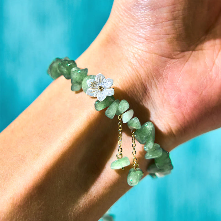 Bracelet de guérison en cristal de fleur de cristal Super Seven en quartz fraise vert et quartz fraise naturel Buddha Stones