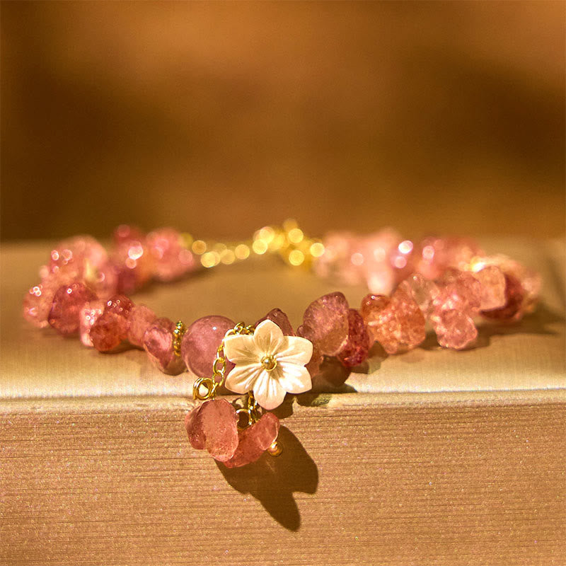 Bracelet de guérison en cristal de fleur de cristal Super Seven en quartz fraise vert et quartz fraise naturel Buddha Stones