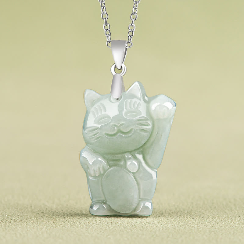 Buddha Stones avec pendentif en argent sterling 925 et jade, symbole de la prospérité et de la fortune - Jade - image 1