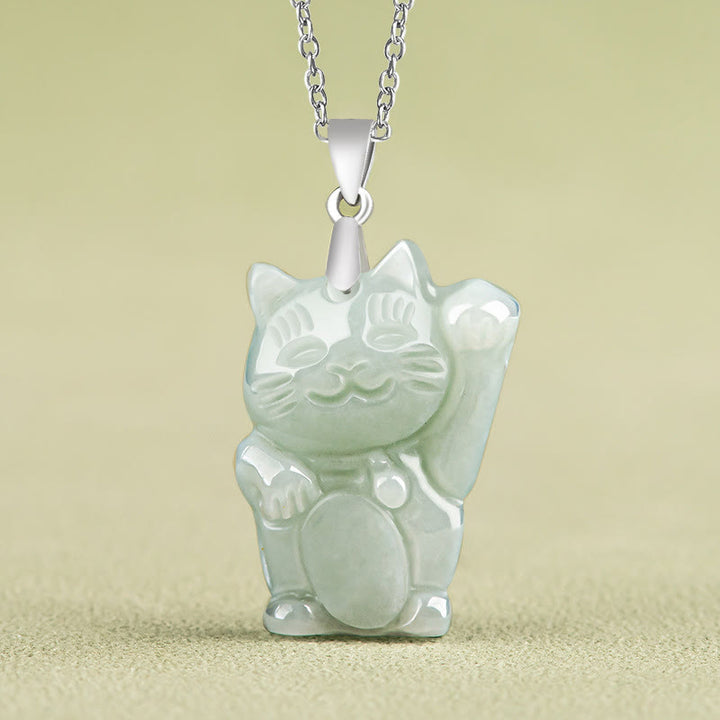 Buddha Stones avec pendentif en argent sterling 925 et jade, symbole de la prospérité et de la fortune - Jade - image 1