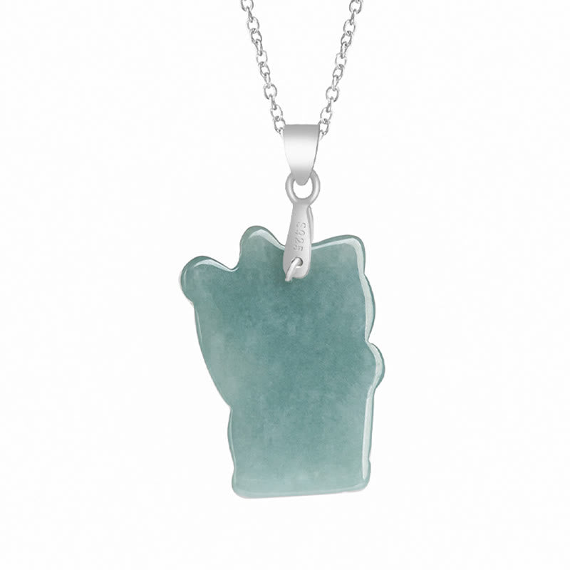 Collier pendentif en acier titane avec Buddha Stones, jade naturel, chat porte-bonheur et symbole d'abondance. - image 1
