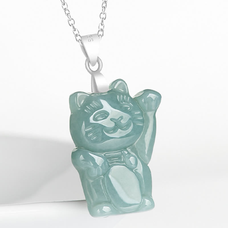 Collier pendentif en acier titane avec Buddha Stones, jade naturel, chat porte-bonheur et symbole d'abondance. - image 2