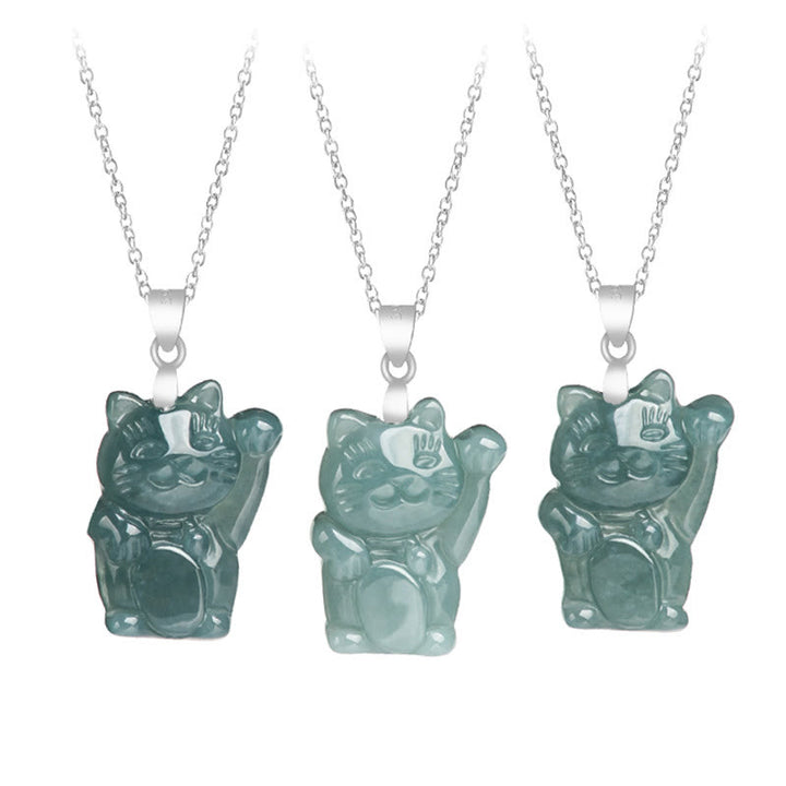 Collier pendentif en acier titane avec Buddha Stones, jade naturel, chat porte-bonheur et symbole d'abondance. - image 6