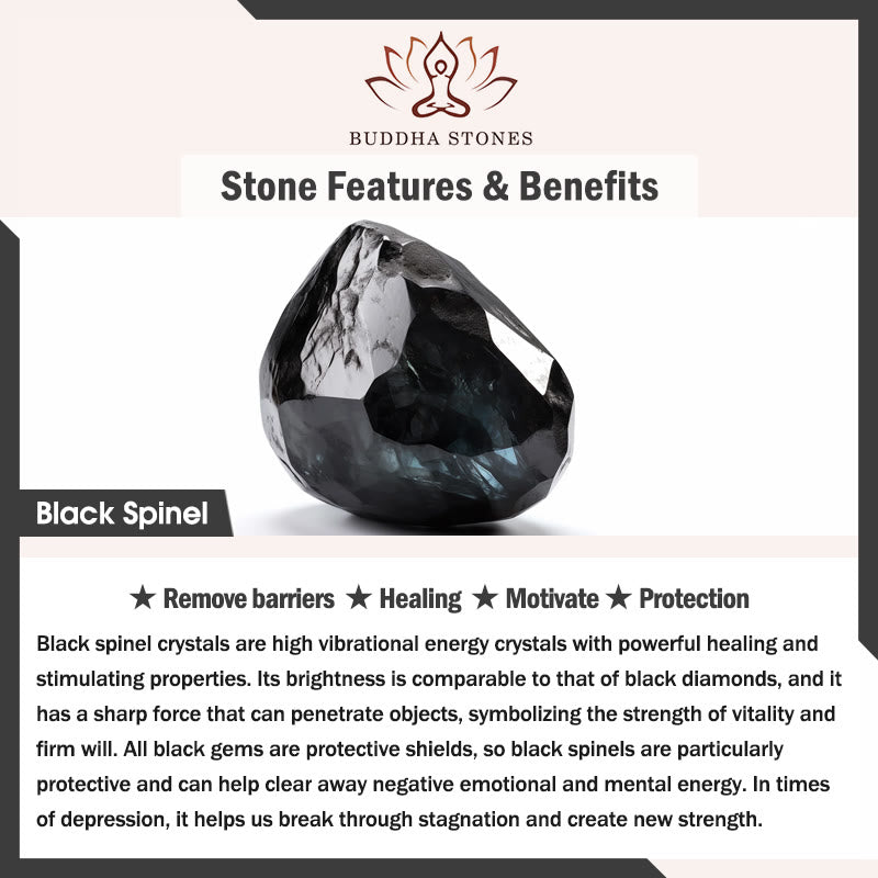 Bracelet double rang Courage Chat Buddha Stones en Obsidienne Glacée et Spinelle Noir - image 7