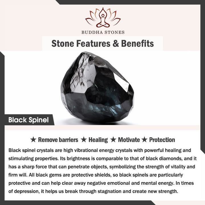 Bracelet double rang Courage Chat Buddha Stones en Obsidienne Glacée et Spinelle Noir - image 7