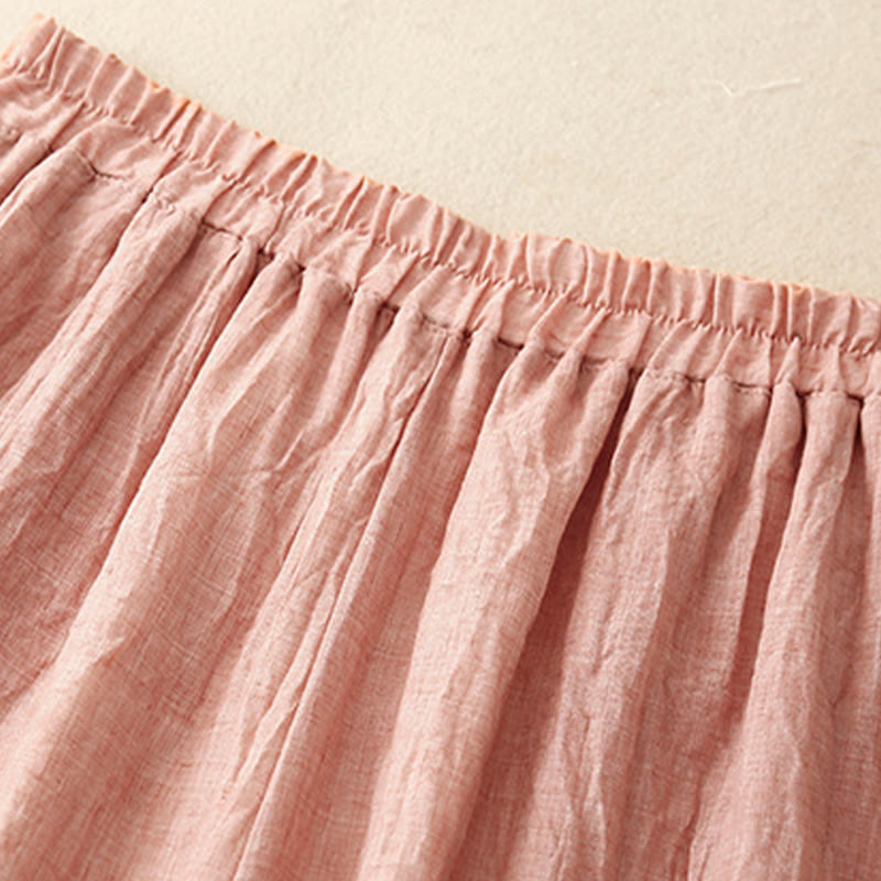 Pantalon large décontracté en coton et lin pour femme, couleur Buddha Stones , motif grenouille chinoise, boutons - image 1