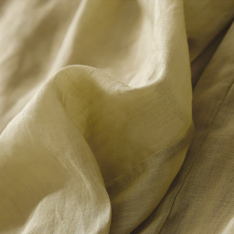 Pantalon large d'été en coton et lin double épaisseur avec broderie Buddha Stones et poches pour femme - image 5